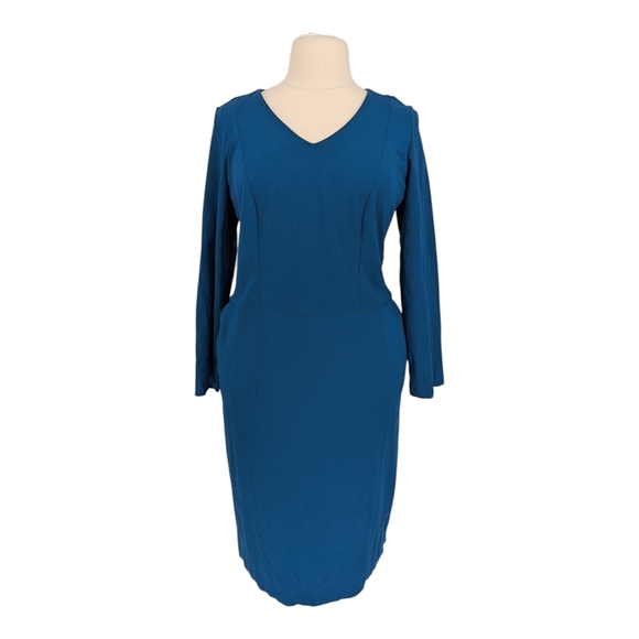 Talbots Dresses & Skirts - 19942 Talbots V Neck Ponte Knit Dress Teal size 16W preppy Business casual fall